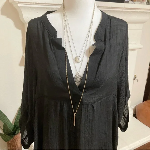 Lucky Brand Silver Gold Disc Layering Necklace Mixed Metal - Picture 3 of 8